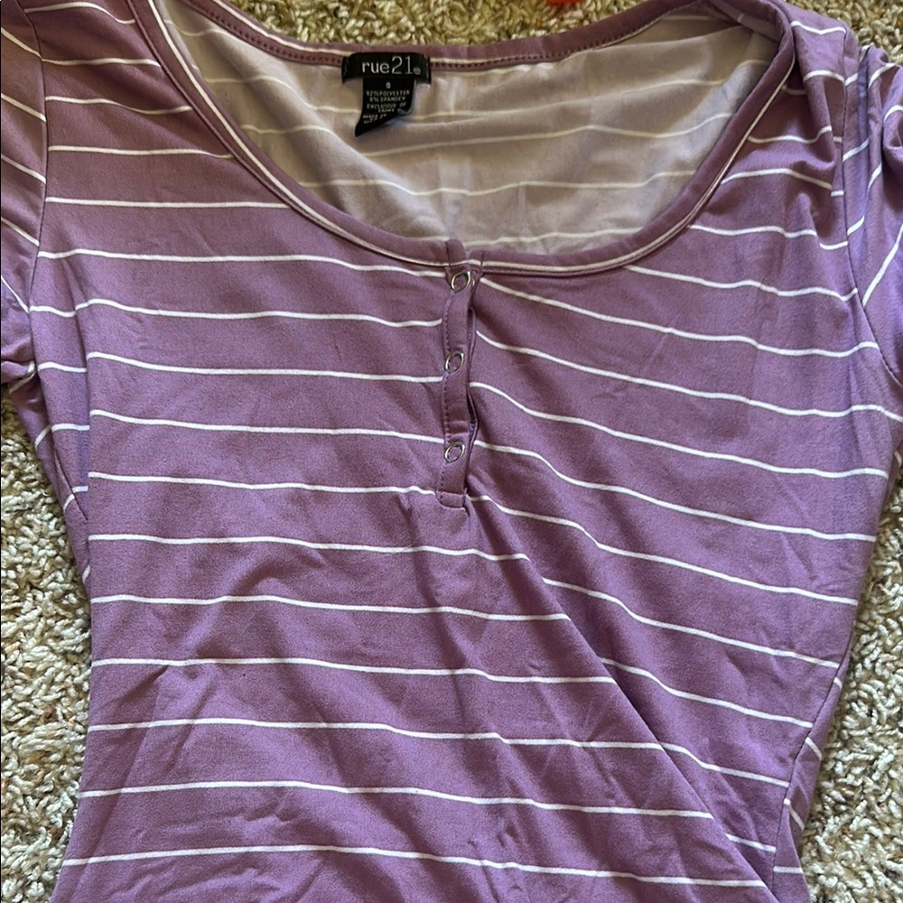 Rue21 Purple Striped Women's Top